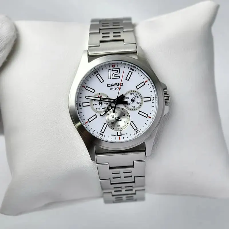 Casio Sporty Quartz White Dial Men's Watch- MTP-E350D-7BV